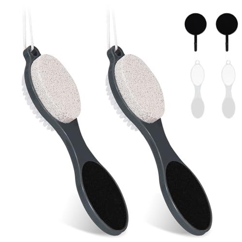 Yclin Foot File Callus Remover-2 Pcs 4 in 1 Foot Scrubber Dead Skin Remover for Feet,Pumice Stone, Foot Rasp and Sand Paper for Home Foot Care (Grey Pedicure Foot File) Deal