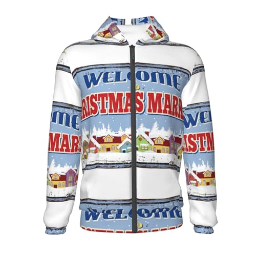 Welcome to Christmas Market Kids Pullover Hoodies Boys Zip Up Sweatshirts Girls Athletic Clothes with Pocket2