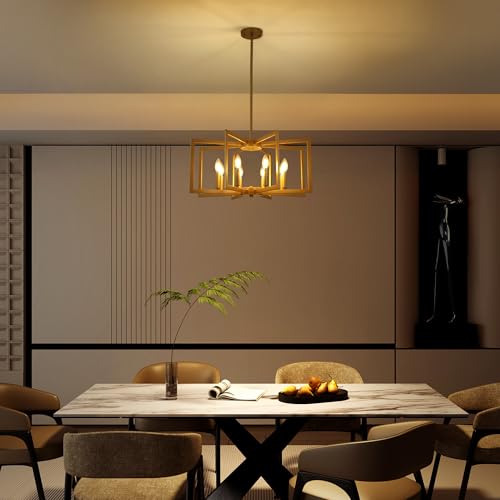 image for Klgxnrd 8-Light Modern Farmhouse Gold Geometric Chandelier, Large Indu