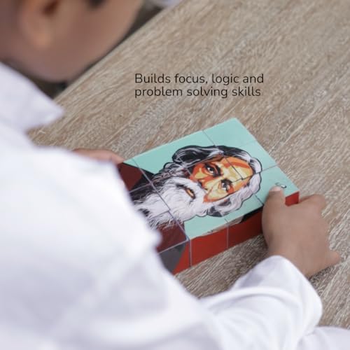 Image of 3D Wooden Toys for Kids 3-8 Yrs | 6 Puzzles in 1 Toy + 30 Activities | 12 Natual Wooden Puzzles for Kids with Activity Book | Indian Folk Art Wooden Blocks | We The Republic Theme