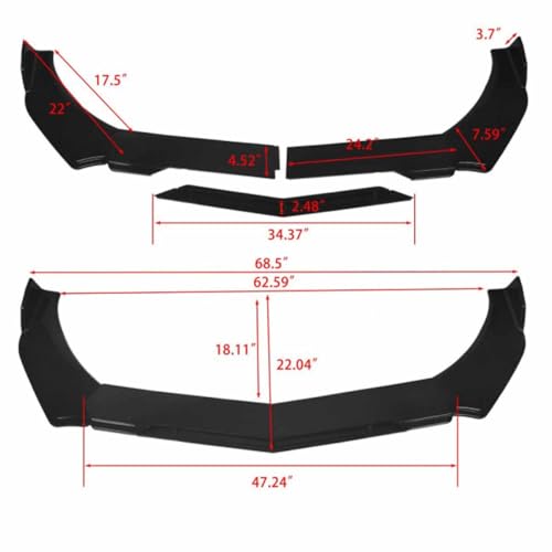 Bumper Lip Spoiler & Strut Rods Compatible with D0dge Charger RT SRT SXT Front Splitter Body Kit - Image 5