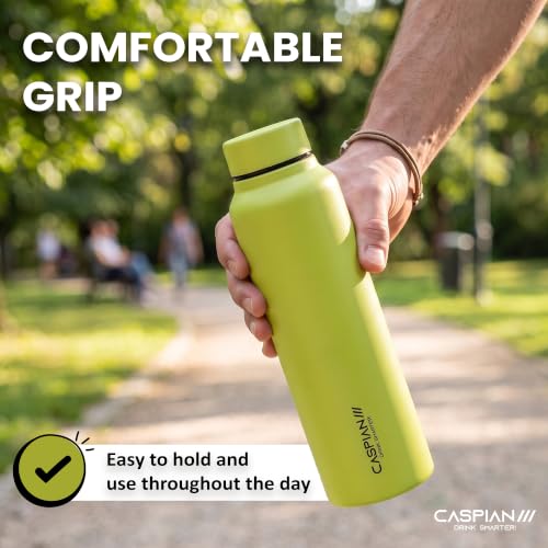 Image of CASPIAN / / / Astra Stainless Steel Water Bottle 1 litre (1000 ml) | Single Wall, Leakproof & BPA-Free | Reusable Metal Bottle for Fridge, Home, Office, Gym, School & Travel, Lime, Pack of 1