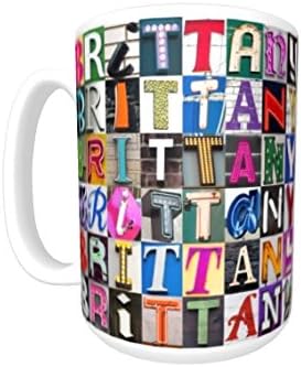 BRITTANY Coffee Mug / Cup - using photos of sign letters - personalized