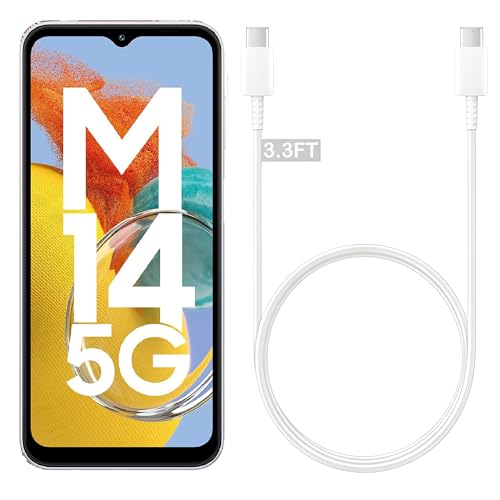 Image of Samsung USB-C Super Fast Charging Data Cable Compatible with Samsung M14 5G and Other TYPE-C Devices (5A) 1M Cable for PD Charger 45W Support Galaxy S23, S22 Phone Charge Cord, White 1 Pc