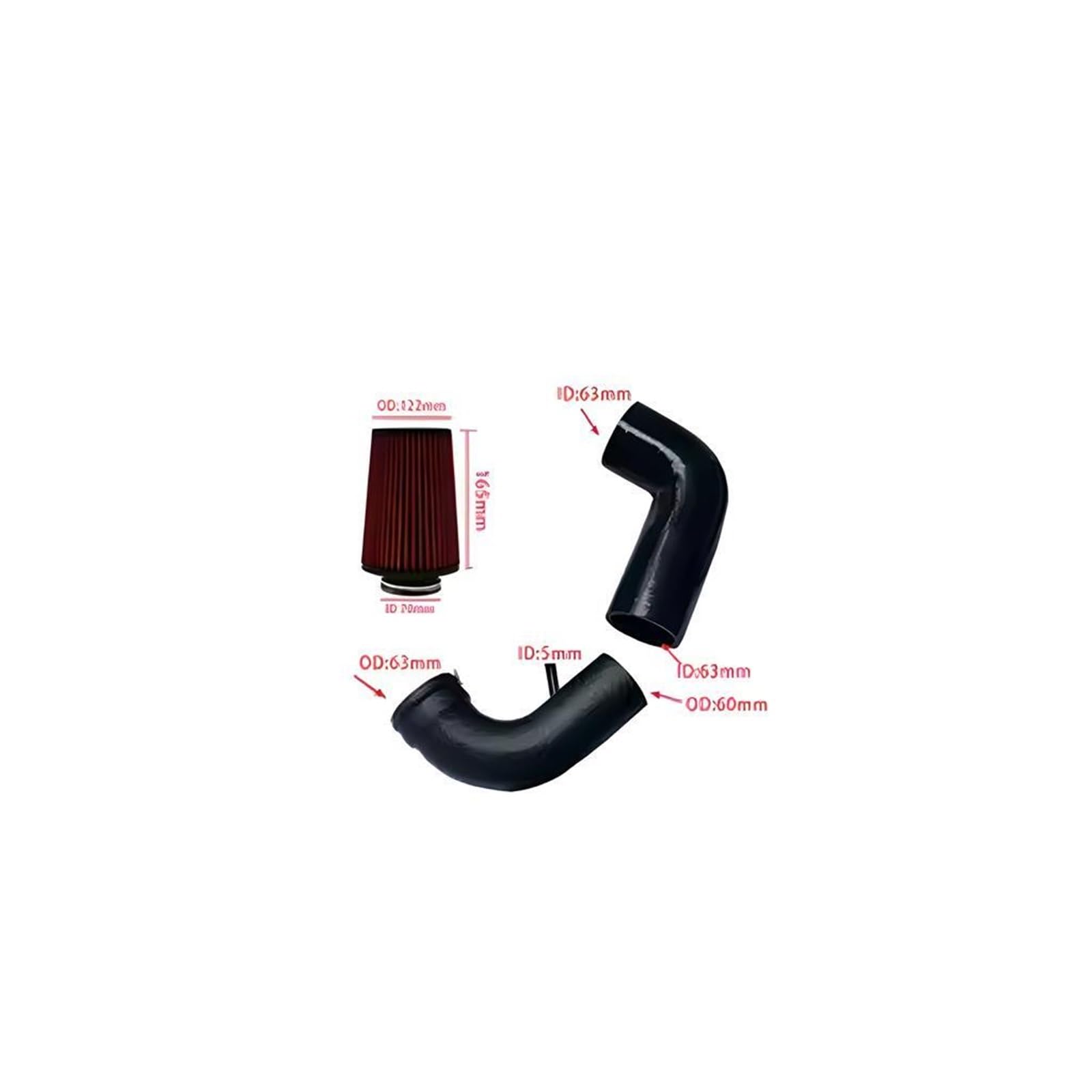 Zestaw dolotowy powietrza Pasuje do VW Golf GTI MK7 Passat Touran Jetta EA888 2.0T Audi A3 TT S3 Zestaw dolotu zimnego powietrza(Black)