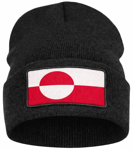 Bonnet Groenland OM3 bonnet noir unisexe hiver avec drapeau groenlandais