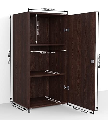 Image of Captiver Alba Engineered Wood Free Standing Home Office Storage Wardrobe cabinets Organizer with 1 Door Lockable (19X15X38 Inch, Wenge)