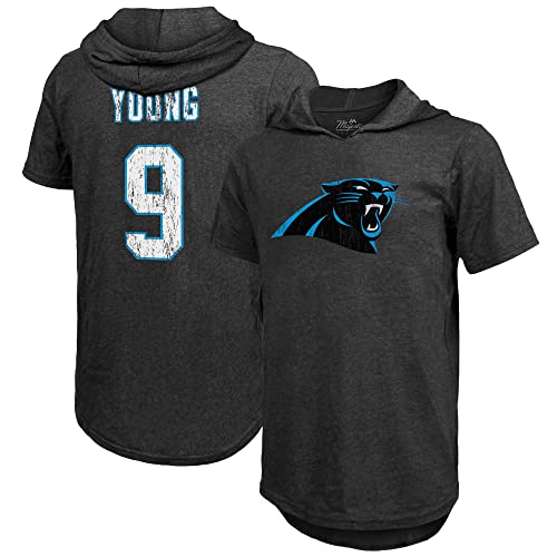 Majestic Threads Men's Bryce Young Black Carolina Panthers Player Name & Number Tri-Blend Slim Fit Hoodie T-Shirt