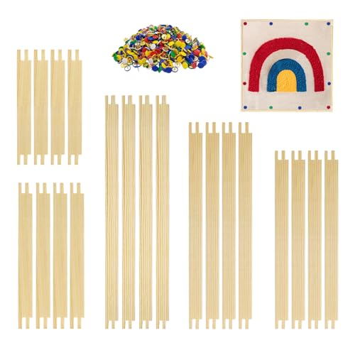 Image of 10 Sets Stretcher Bars for Needlework with 100 Pins, 5 Sizes 20PCS Wooden Canvas Splicing Stretcher Bars Needlepoint Embroidery Stitch Frame Set for Crafts Art Supplies