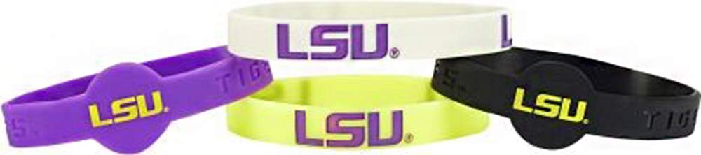 aminco NCAA LSU Tigers Silicone Bracelets, 4-Pack , 1/2