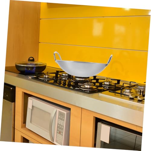 Wok de acero inoxidable para uso doméstico con dos asas miniatura 5