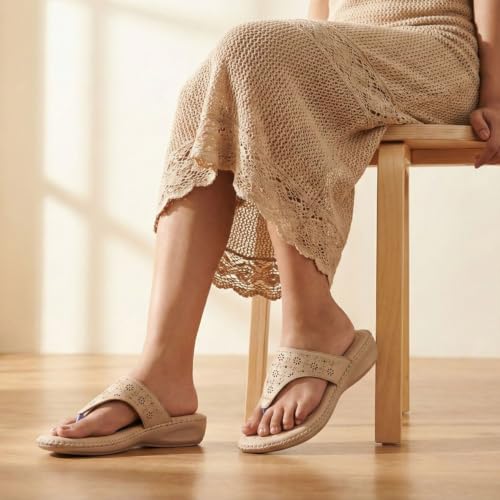 Image of TRASE Orthopedic Footwear for Women | Flat Ortho Slippers for Women Stylish | Soft Sole Ladies Chappal Fancy Comfortable Casual Footwear with Laser Cut Design