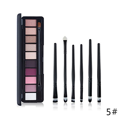 Tanali Matte Shimmer Eyeshadow Palette-Nude Neutral with 6pcs Eye Shadow Makeup Brushes Make Up Set (#5)