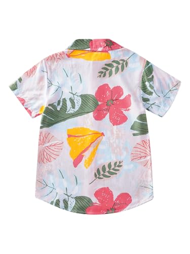 Boys Hawaiian Shirt Short Sleeve Button Down Tropical Luau Shirt Summer Beach Tops for Kids 5-12Years4