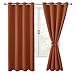 Hiasan Fall Blackout Curtains for Bedroom, 52 x 63 Inches Length - Thermal Insulated & Light Blocking Window Curtains for Living Room/Kids Room, 2 Drape Panels Sewn with Tiebacks, Burnt Ochre