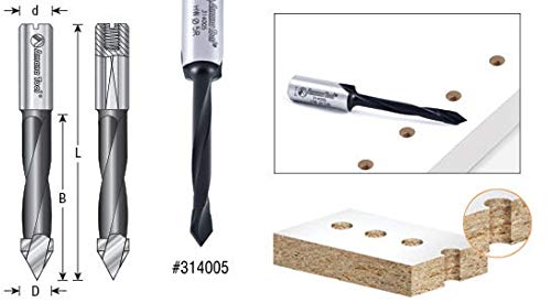 Amana Tool - 314047 Carbide Tipped Through-Hole Boring Bit R/H 3/16 Dia x 70mm Long x 10mm