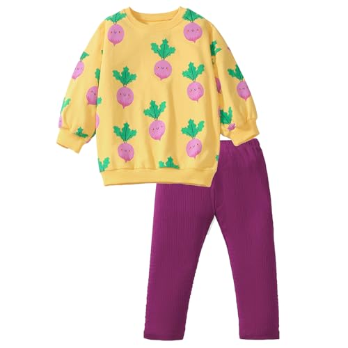 Image of HILEELANG Toddler Girl Fall Outfits Clothing Pants Set Sweatshirt Cotton Strench Leggings Playwear Sets 2pc