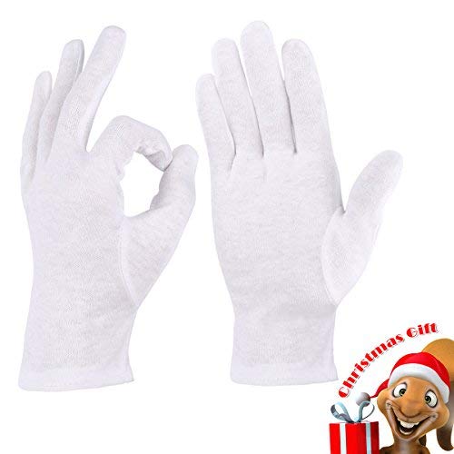 Christmas Gift, Moisturizing Gloves Cotton Cosmetic Gloves For Dry Hands and Cotton Beauty Gloves, 5 Pairs （White）