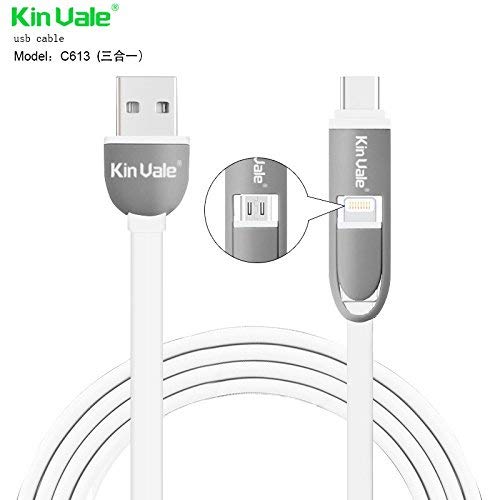 Kin Vale – iOS 3 in 1 Micro USB Cable Type C 1,3 M White/Grey