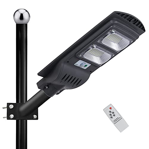 Bavnnro Solar Street Light,6000LM LED Solar Power Street Light with Motion Sensor and Light Control,Dusk to Dawn Solar Street Light for Outdoor Parking Lot,Yard,Playgroud
