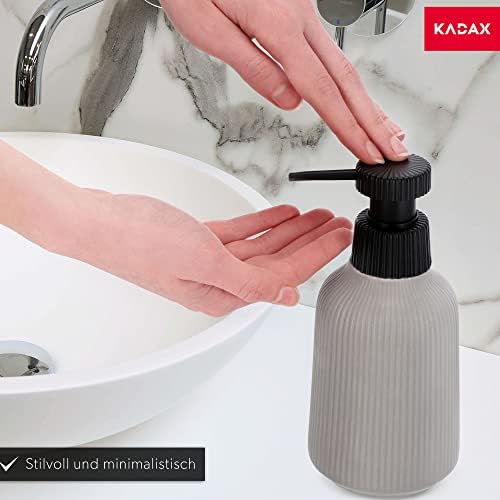 KADAX Soap Dispenser with Pump, Ceramic Matte Lotion Dispenser for Liquid Soap, Refillable Soap Bottle, Capacity Dispenser for Bathroom, Kitchen, Liquid Soap Dispenser, Soap Jar (grey)