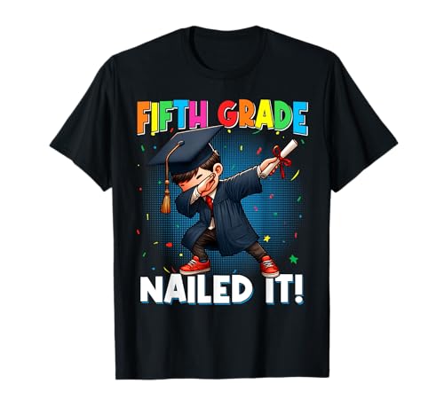 Graduation Dabbing Boy 5th Grade Nailed It Class Of 2025 T-Shirt