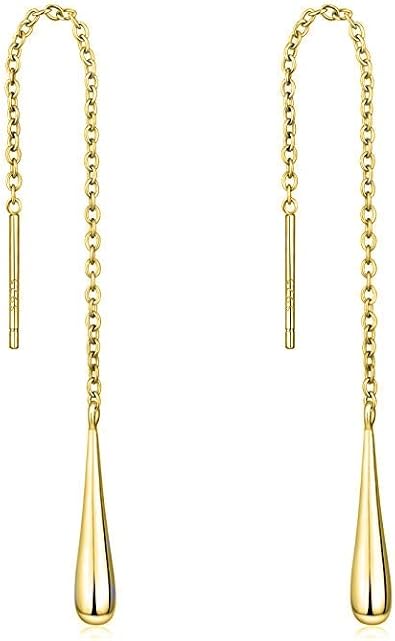 925 Sterling Silver Threader Earrings, Dangle Drop Earrings for Women, Teardrop Dangle Earrings.