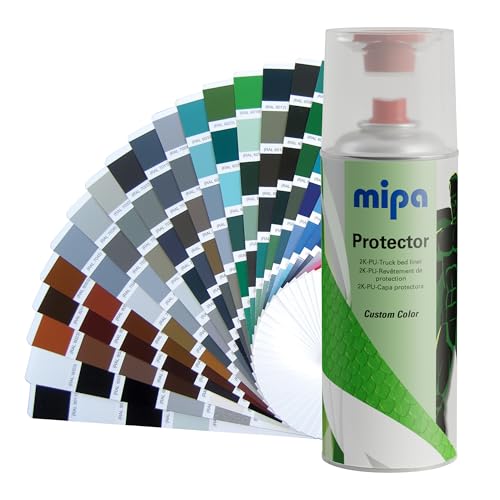 MIPA Protector 2K Spray 400ml 2K Schutzlack Spraydose nach Farbwunsch robuste Beschichtung für Auto Ladefläche Stoßstange DIY Quad Motorrad inkl. Härter