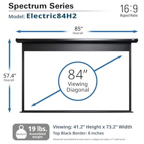 Image of Elite Screens 84 inch Spectrum Electric Motorized Projector Screen, Movie Home Theater Gaming, Black Case, ELECTRIC84H2