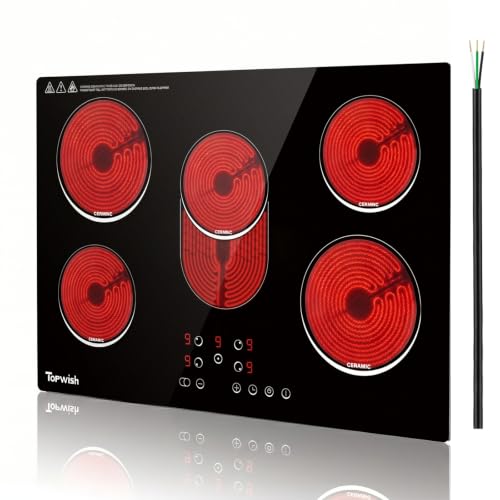 TOPWISH 30 Inch Electric Cooktop 5 Burners Built-in Electric Stove Top
