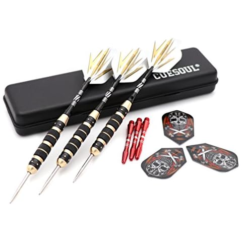 CUESOUL Archer 26 Gramm Steel Dartpfeile - Schwarze Beschichtung Messing Fässer Cover