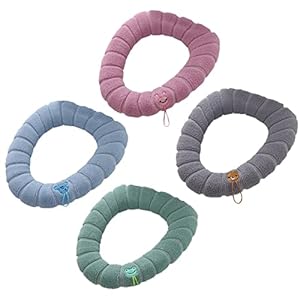4 Stück Toilettensitzbezug WC Wärmer Pad Antibakteriell Warm WC Sitzbezüge WC-Sitz Cover Dicker Waschbares Toilettensitzkissen für Badezimmer Closestool Mat Seat Case Toilettendeckelbezug Zubehör