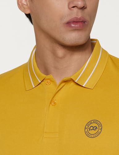 Image of Peter England Men's Regular Fit Insignia Half Sleeve Polo T-Shirt | Cotton Rich | Premium Pique Weave