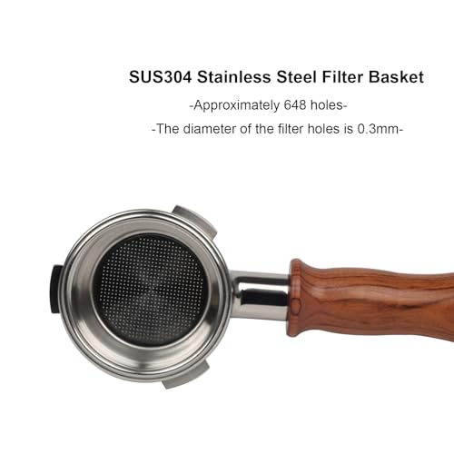 Image of CAPFEI 58mm bottomless portafilter with 3 Ears Compatible with CASABREWS /Gevi 58mm Espresso Machines | with Stainless Steel Filter Basket and Wooden Handle