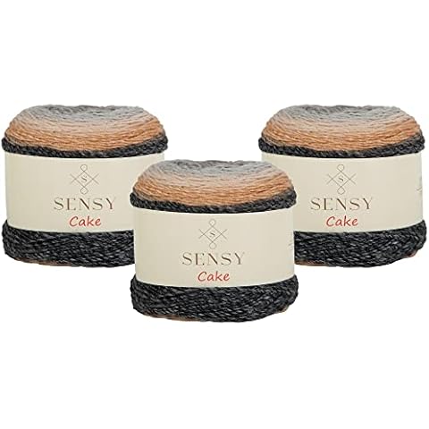 3 Skeins of Sensy Cake Yarn, 5.3 oz, 525 Yards, Multicolor Yarn for Crocheting and Knitting, Craft Yarn, Gauge 3 Light (558) Cover