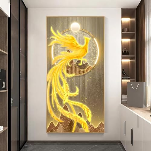 Peinture murale phénix AEFOUU : toile abstraite moderne de 85x130cm avec cadre