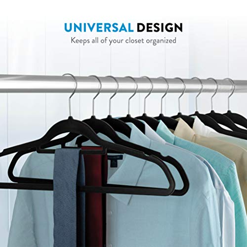 ZOBER Velvet Coat Hangers w/ Tie Bar - 20-Pack Premium Non-Slip Velvet Hangers for Clothes - Space-Saving Clothes Hangers w/ 360 Degree Swivel Hook for Suits, Trousers and Accessories - Black