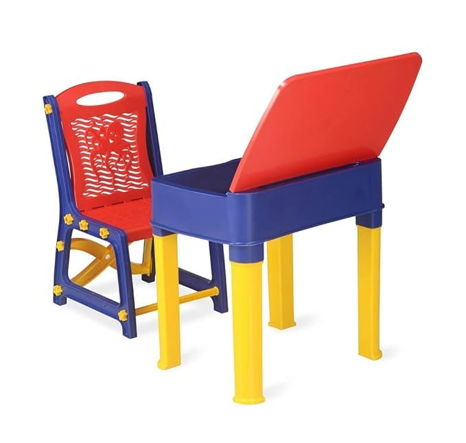 KITCHIVO™ Kids Functional Desk Chair Set 3-12years Boys Girls/Kids Study Table with Height Adjustable/Study Table with Bookholder (Red & Blue)-image-30