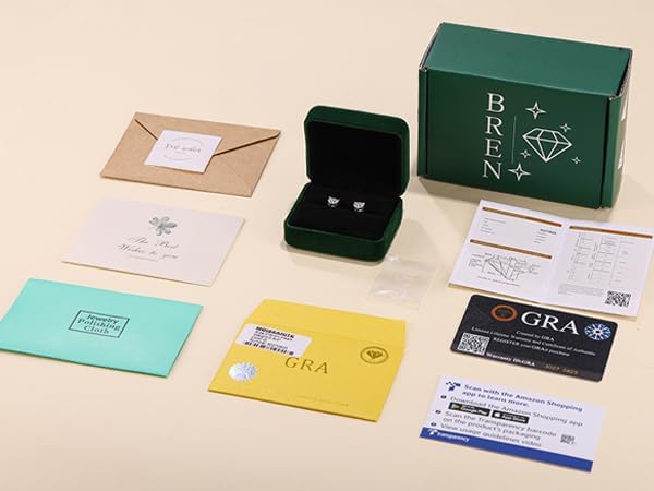 BREN Moissanite Earrings - 0.6ct-4ct D Color Lab Created Imitation Diamond Earrings Studs Handmade 925 Sterling Silver Earrings Solitaire Moissanite Stud Earrings for Women Christmas Gifts - Image 7