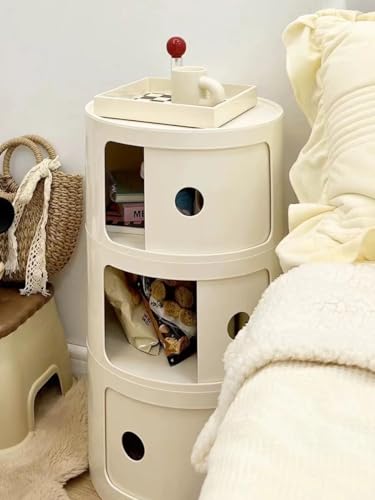 Generic MZT303 Three Drawer Storage Unit, Side Table, Nightstands, Round With Sliding Doors, Classic Italian Modern Design,Yellow thumb #4