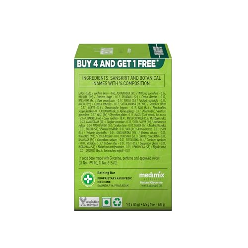 Medimix Ayurvedic Glycerine Soap, 125g (4+1 Super Saver Pack)