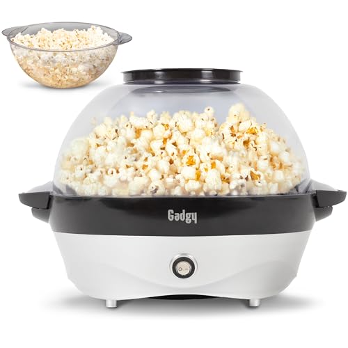 Gadgy Máquina de Palomitas – Popcorn Maker Eléctrico 800W con Placa Antiadherente & Mezclador – 5L Palomitero para Casa, Fiestas & Noches de Cine – Compatible con Mantequilla, Azúcar & Especias