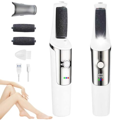 GlobalCrown Lima electrica pies durezas para quita durezas para pies, eliminador de callosidades, pedicura limador de durezas electrico con 3 rodillos de repuesto para talones agrietados
