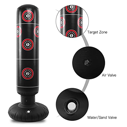 yeacher Saco de boxe para fitness Saco de boxe inflável com suporte Saco de boxe de brinquedo em PVC