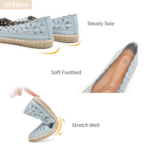 Image of HEAWISH Women's Ballet Flat Daisy Round Toe Dress Shoes Casual Slip On Rope Loafer