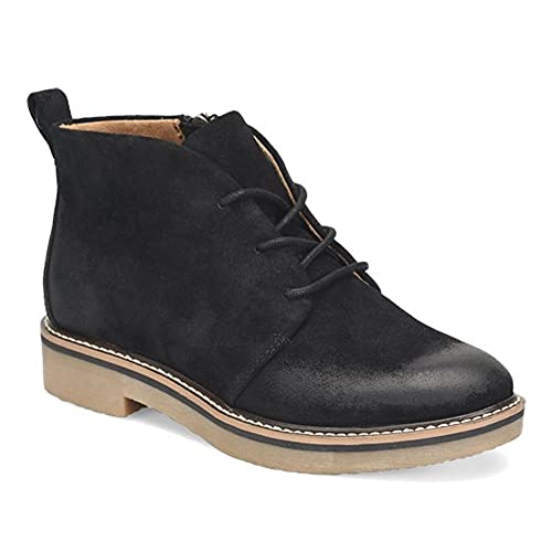 Comfortiva Women's Rebeca Italian Suede Slip-Resistant Ankle Boots with Side Zipper rain, Black, 6 Wide