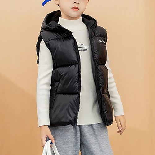 Boys Girls Hooded Puffer Vest Kids Winter Lightweight Sleeveless Zipper Up Weighted Puffy Trendy Solid Down Line Jacket3