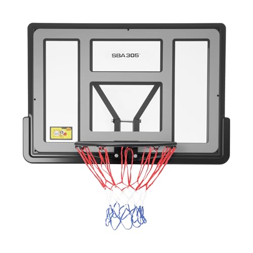 44 Inch Shatterproof Backboard and Rim Combo Kit, Wall Mounted Basketball Hoops PET Shatter Proof Backboard and Rim Competition with Basket Net, Combo Durable Rim
