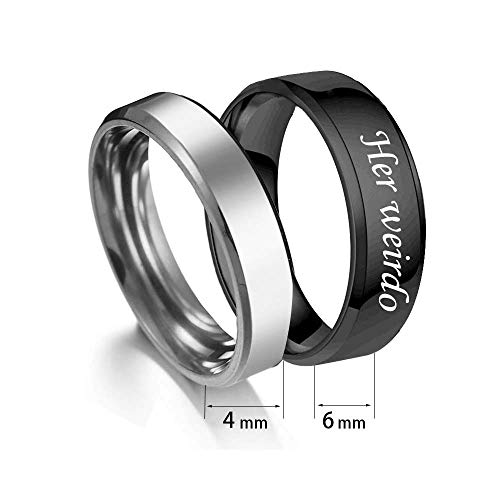 MJartoria Matching Necklaces for Couples-His and Her Engraved Ring Pendant Necklaces Anniversary Valentines Gifts for Boyfriends Girlfriends3