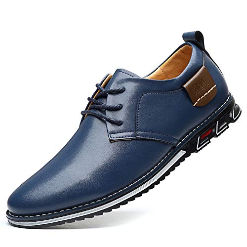 Image of Veslexth Men Casual Driving Sneakers Loafers Breathable Comfort Walking Wing Tips Lace Up Luxury Leather Shoes for Male Business Work Office Dress Outdoor